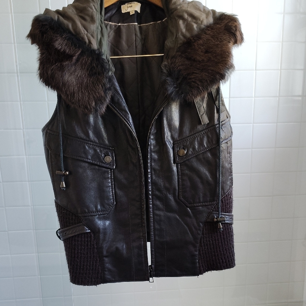 Women's Black Leather Jacket with Fur Trim